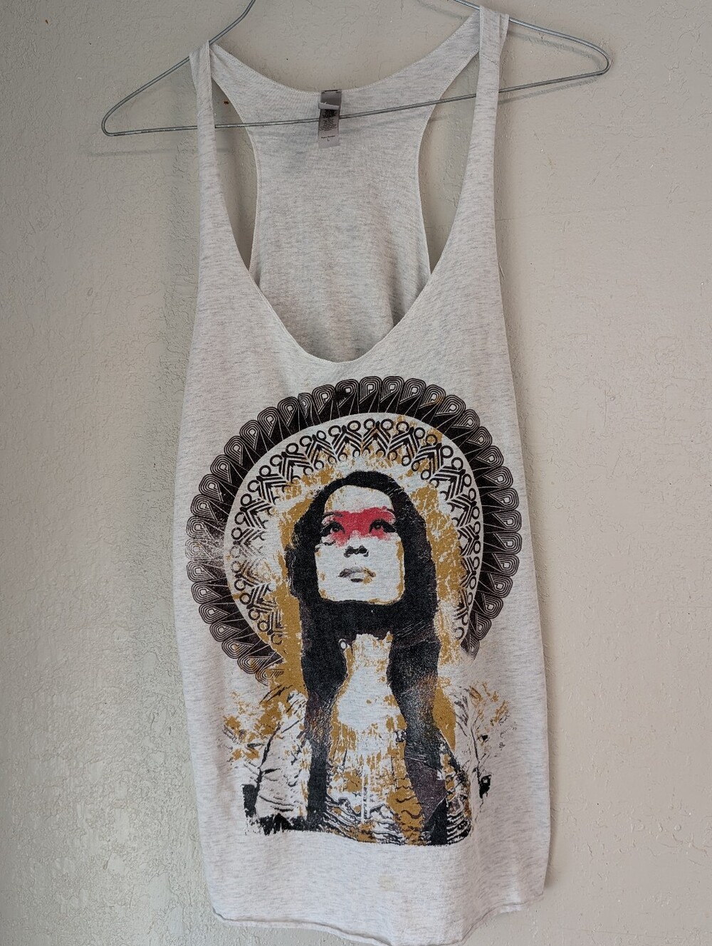 Native American Graphic Racerback Tank Top L Tribal Boho Strappy Culture Indie